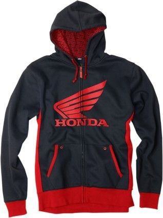 Factory effex logo mens embroidered zip up hoodie honda limit, black/red
