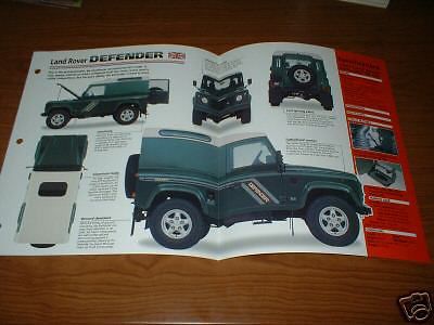 1997 land rover defender tdi original imp brochure specs info 97 94 95 96 1996