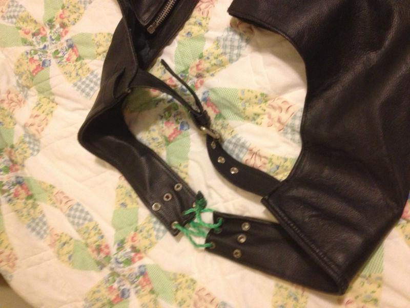 Leather Chaps Black Motorcycle, US $5.99, image 2