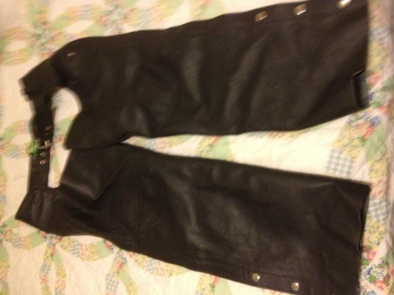 Leather Chaps Black Motorcycle, US $5.99, image 3