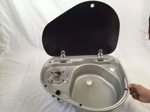 Boat caravan camper burner gas stove hob and sink combo with glass lid gr-600r