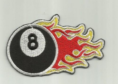 "flaming 8 ball" iron on biker patch harley davidson yamaha honda rockabilly hog