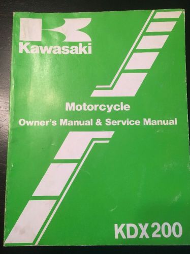 Kawasaki oem kdx 200 c1 owner's manual and service manual p/n 99920-1323-01
