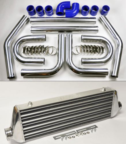 Universal high quality polished intercooler 2.5" 8pc u piping kit aluminum blue