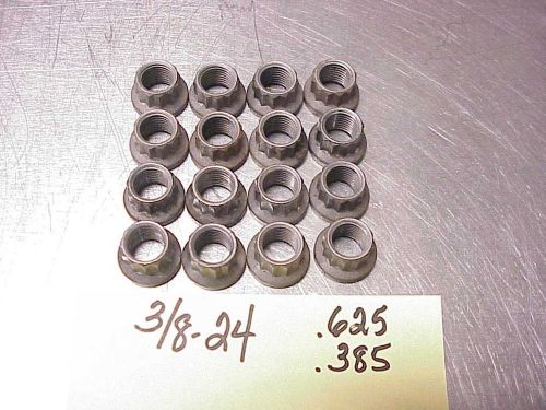 16 fine thread 12-point head stainless steel nuts 3/8-24" (7/16" wrench) nascar