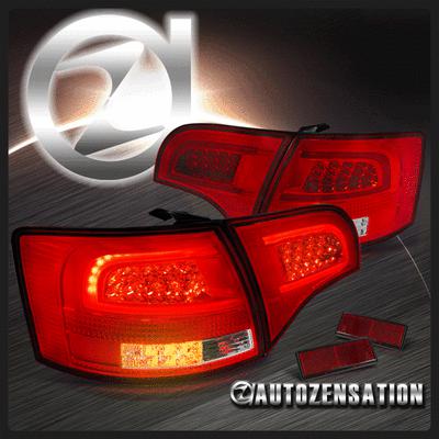 05-08 audi a4 5 door wagon chrome red/clear led rear tail brake lights