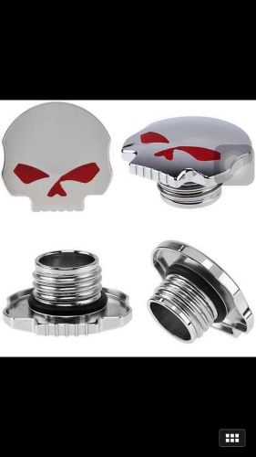 Silver red skull gas tank cap for harley davidson touring street glide flhx