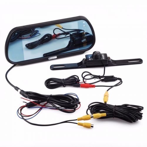 Car rear view mirror monitor 7&#034; + wired 6m av night vision backup reverse camera