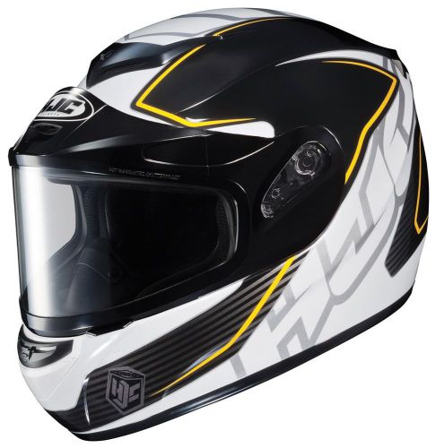 Hjc yellow/black/white adult cs-r2 injector framed dual lens snowmobile helmet