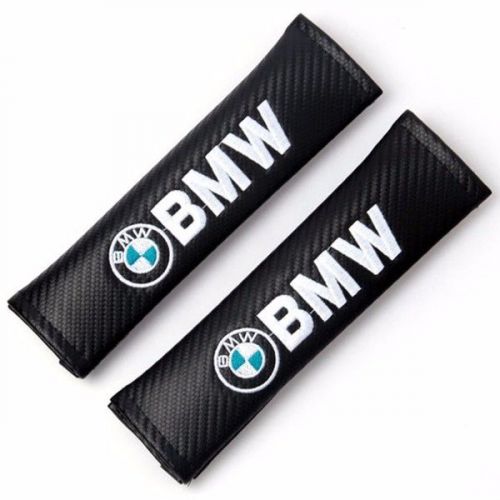 2pcs carbon fiber embroidery auto seat belt cover pads shoulder cushion for bmw