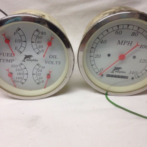 Dolphin 5" quad gauge kit speedometer white face hot rat rod sbc used street