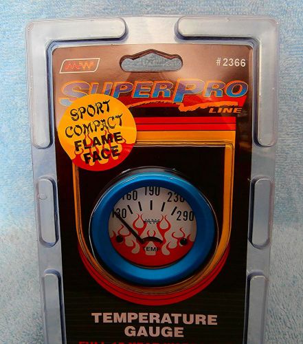 Super pro electrical temperature gauge red flames  blue bezel 2 &amp; 1/16 inch 2366