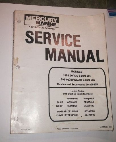 95-96 mercury marine 90 120 95 xr 120 xr sport jet motor engine service manual