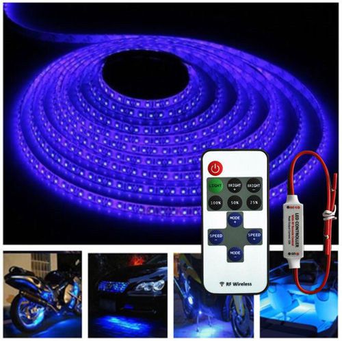 12v blue boat marine navigation light strip 300 leds 16ft 5m + wireless remote