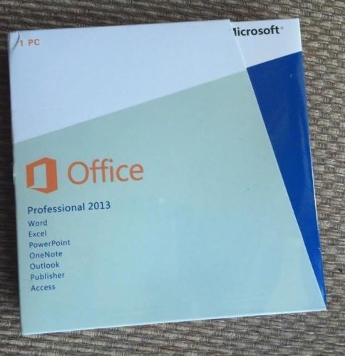 Microsoft office 2013 professional 32/64-bit w/cd and key new sealed!