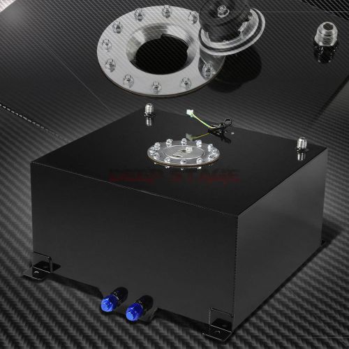 10 gallon/38l black coat aluminum racing gas fuel cell tank/2"sump+level sender