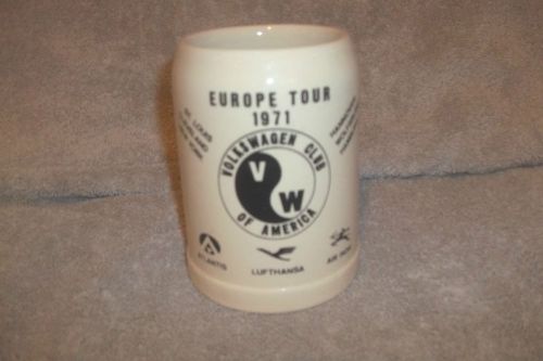 Volkswagen club of america 1971 europe tour beer mug...rare!...vw collectable!!!