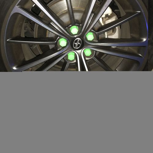 Glow in the dark halo on wheel! 21mm pvc rim lug nuts covers cars/bikes green