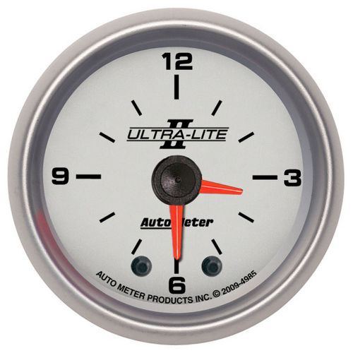 Auto meter 4985 clock 2-1/16&#034; silver face ultra-lite ii s