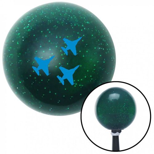 Blue jet formation green metal flake shift knob  with 16mm x 1.5 insert gasser