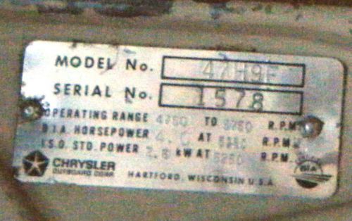 Chrysler outboard bracket model 47h9f one side replacement part