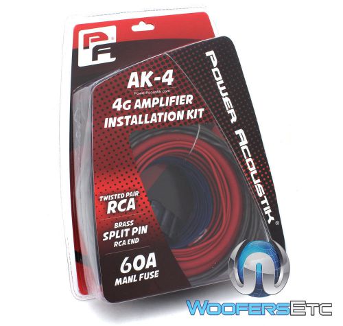 Power acoustik ak-4 4 gauge amplifier complete installation kit twisted rca jack