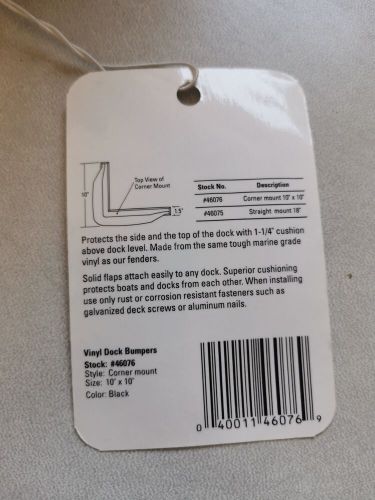 Taylor made vinyl dock bumper black #46076 corner mount 10x10