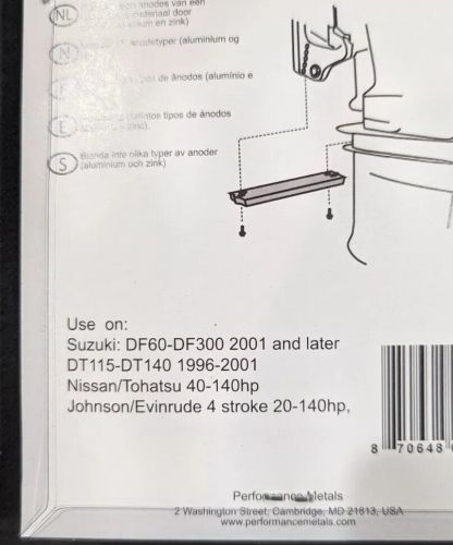 Suzuki, Tohatsu, Evinrude Outboard Four Stroke Zinc Anode 00353A, US $41.95, image 4