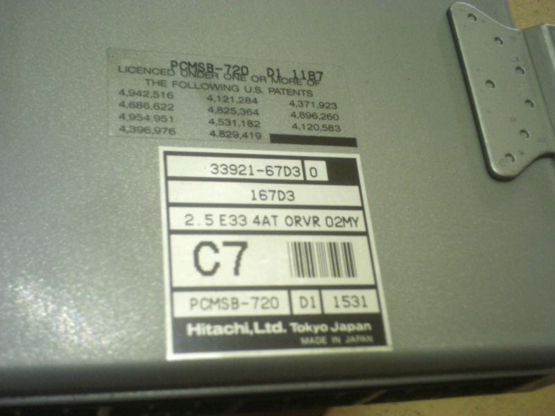 01-02 chevrolet tracker suzuki vitara engine computer 33921-67d3 (2.5 auto 4x4)