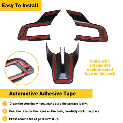 For 2015-2022 Ford Mustang Carbon Fiber Black Interior Steering Wheel Cover Trim, US $10.00, image 3