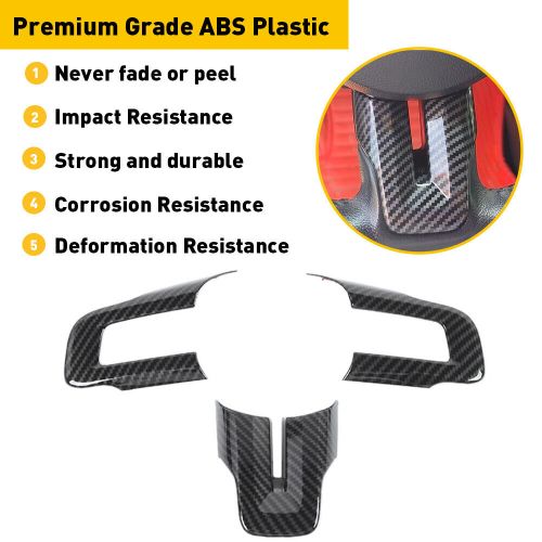 For 2015-2022 Ford Mustang Carbon Fiber Black Interior Steering Wheel Cover Trim, US $10.00, image 4