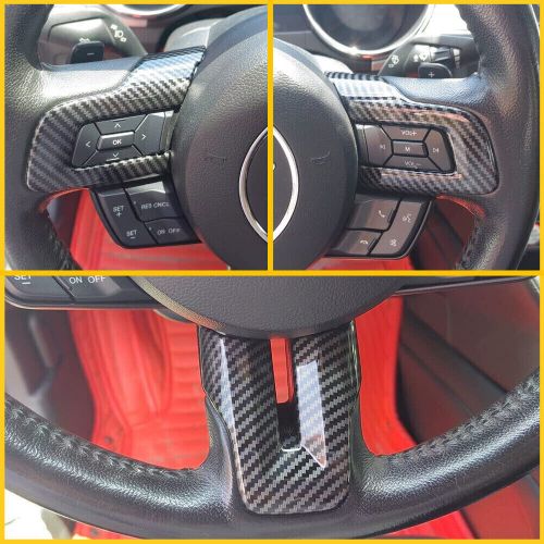 For 2015-2022 Ford Mustang Carbon Fiber Black Interior Steering Wheel Cover Trim, US $10.00, image 6