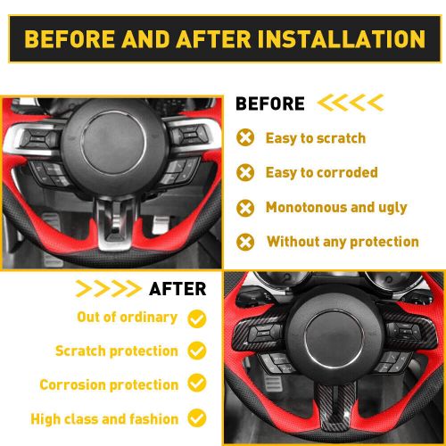 For 2015-2022 Ford Mustang Carbon Fiber Black Interior Steering Wheel Cover Trim, US $10.00, image 10