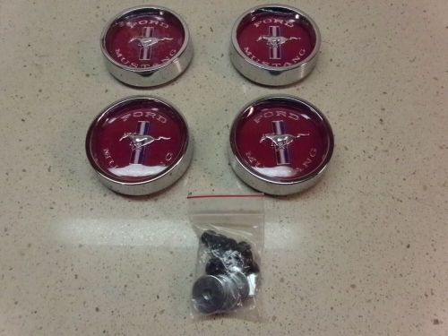 1965-1968 Mustang Styled Steel Wheels Red Center Cap Set, US $109.99, image 3