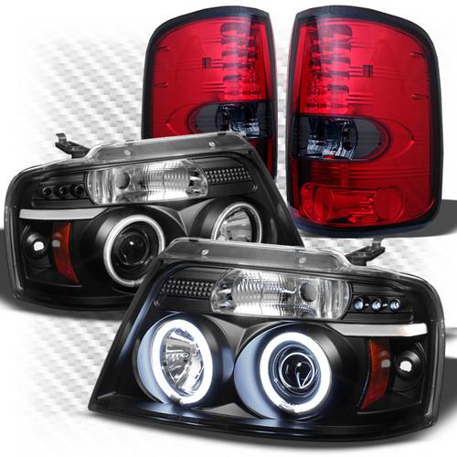 04-08 f150 black ccfl projector headlights + r/s philips-led perform tail lights