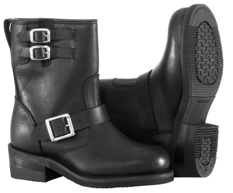River road twin buckle engineer womens boots black 8