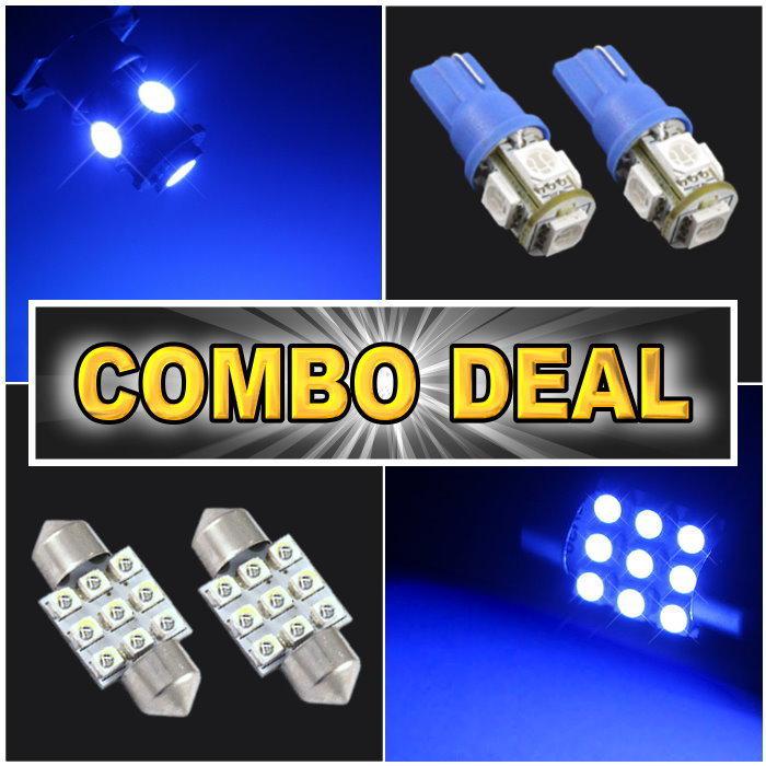 Blue led map t10 + dome lights 1.25" 31mm combo package deal #9