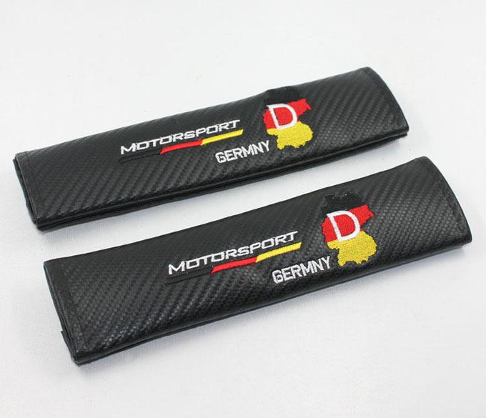A pair carbon fiber race motorsport germny auto seatbelt cover shoulder pads