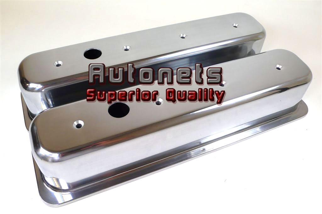 Tall small block chevy 305,350 center bolt polished aluminum valve cover smooth
