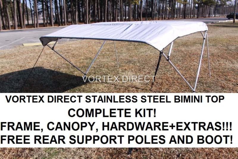 New grey/gray vortex stainless steel frame bimini top 12 ft long, 91-96" wide