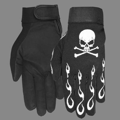 Motorcycle bike skull crossbones goth mechanic glove medium