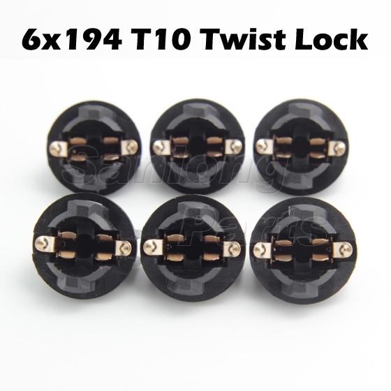 6x 168/194(t3-1/4) twist lock wedge instrument panel dash light bulb base socket