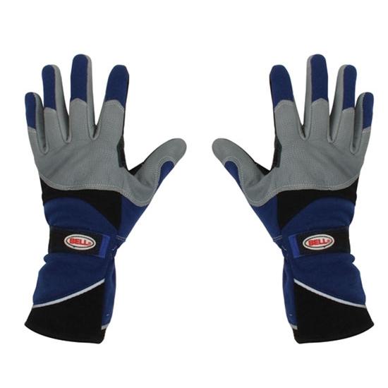 New bell vision ii blue gloves, size medium, sfi 3.3/5 rated, oval track racing