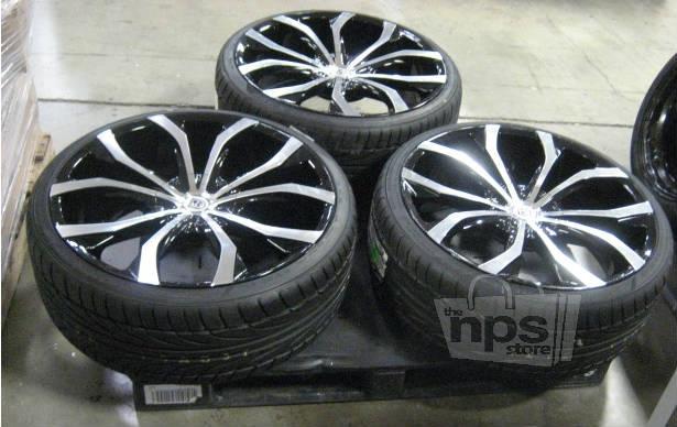 Lot of 3 falken 275/30zr24 101w tires with lexani wheels 24"x10" 5x4.46" black*