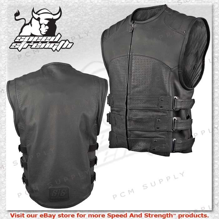 Speed & strength tough as nails leather motorcycle street vest