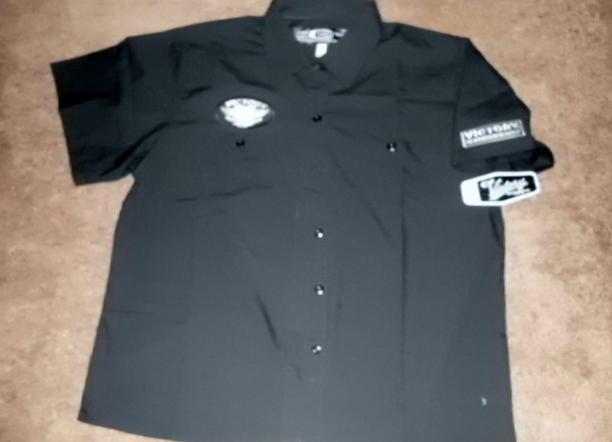 Victory motorcycle mechanics shirt with mono patches