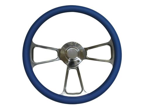 Marine / boat steering wheel (muscle/half wrap) w/ 3/4" keyway adapter ~sky blue