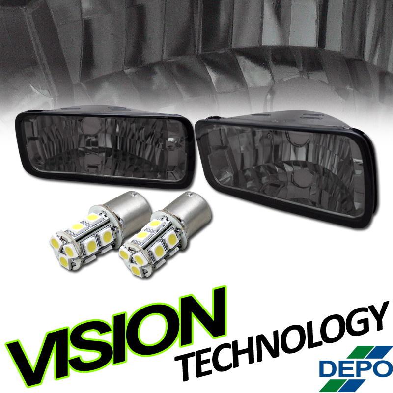 Depo Chrome Housing Smoke Lens Bumper Signal Lights Lamps+LED Bulbs 85-92 Camaro, US $44.00, image 1