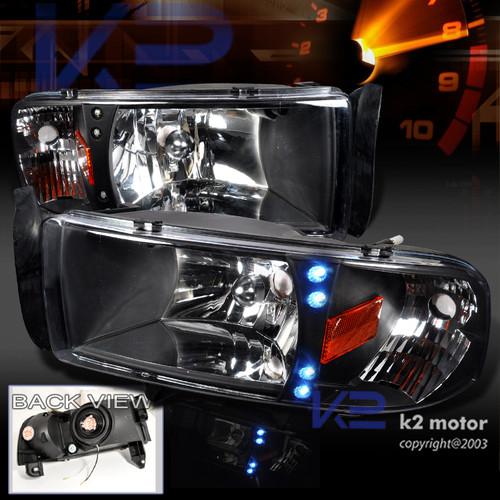 1994-2001 dodge ram sport pkg led black crystal euro headlights