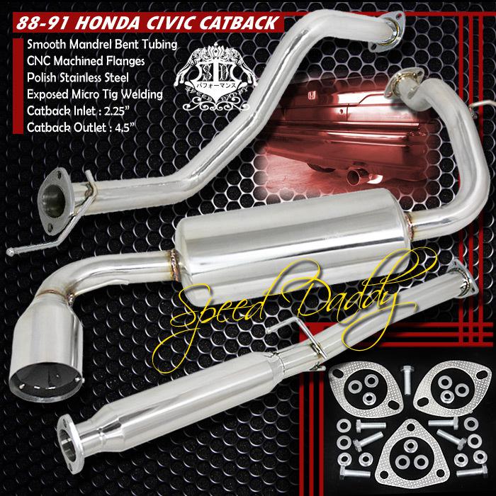 4.5" muffler tip cat back catback muffler exhaust 88-91 honda civic 3dr ed6/ed7
